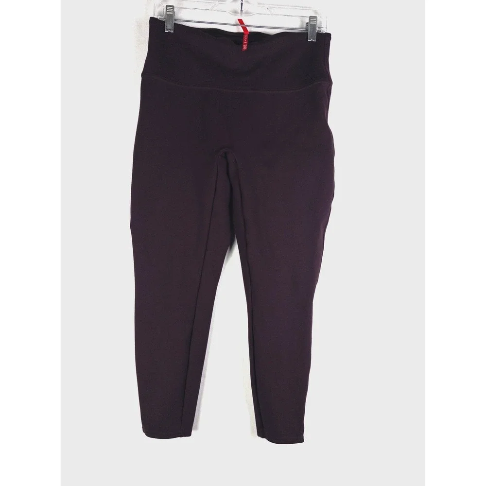 Spanx Pull‎ On Pants Womens L Burgundy Office Career Ankle Casual Skinny